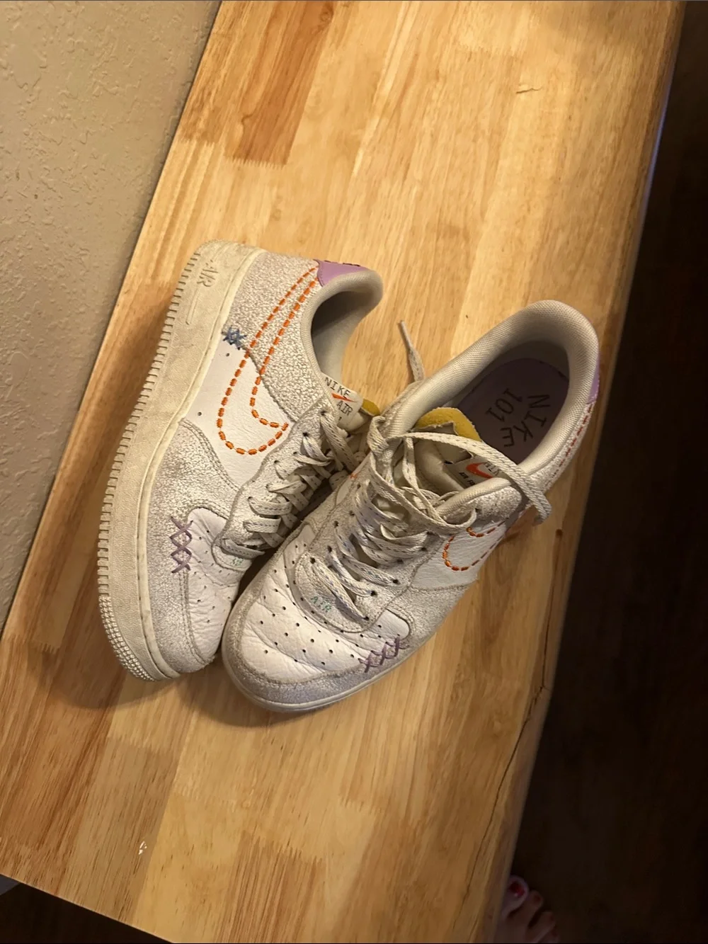 Nike White Sneakers with Purple and Orange Accents